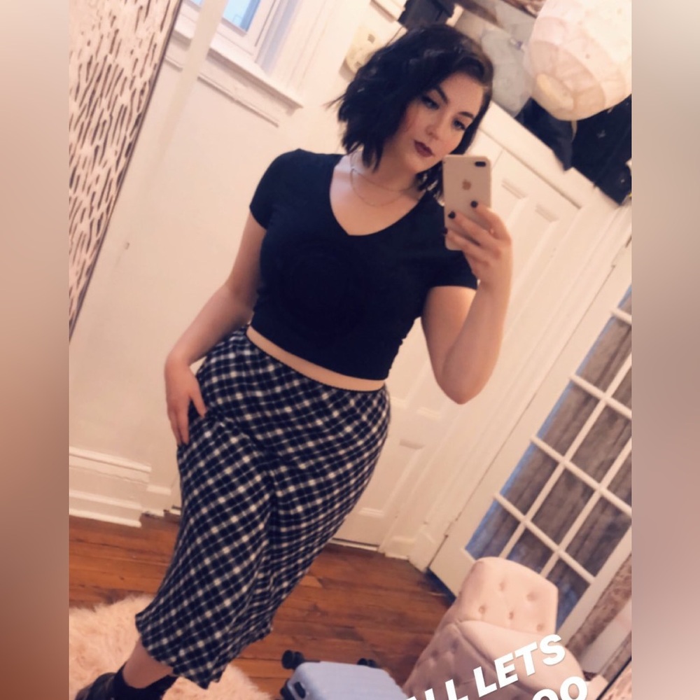 Sweet Black and White Gingham Midi Skirt!